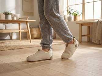 Lammeskinds hjemmesko dame – gaveidé pakke og bånd
